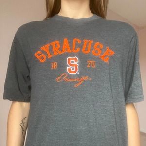 Grey and orange embroidered syracuse tee